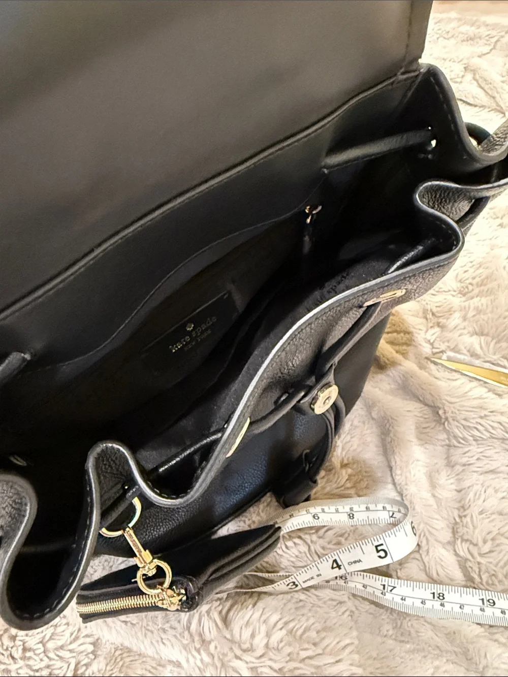 Kate Spade Rosie medium leather flap drawstring back pack nwot